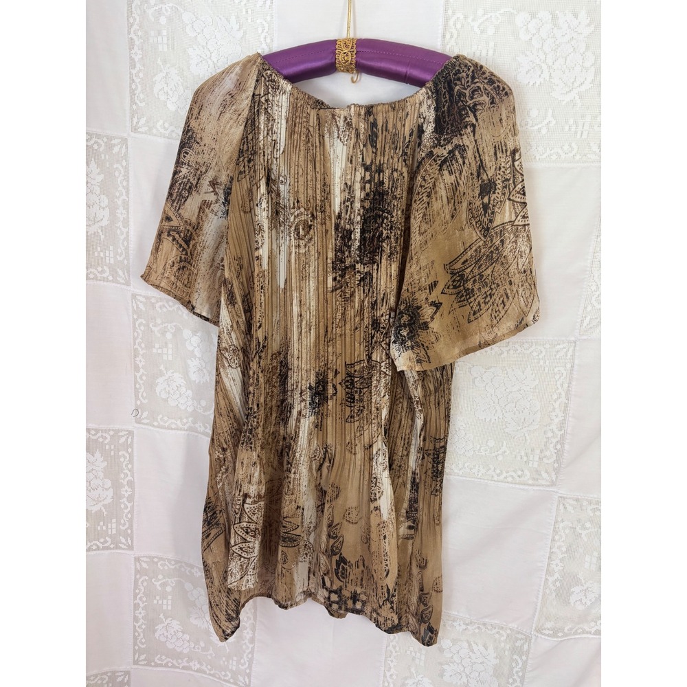 Brown Earth Tone Boho Western Whimsy Button Front Flowy Blouse Size 3X - Picture 2 of 16